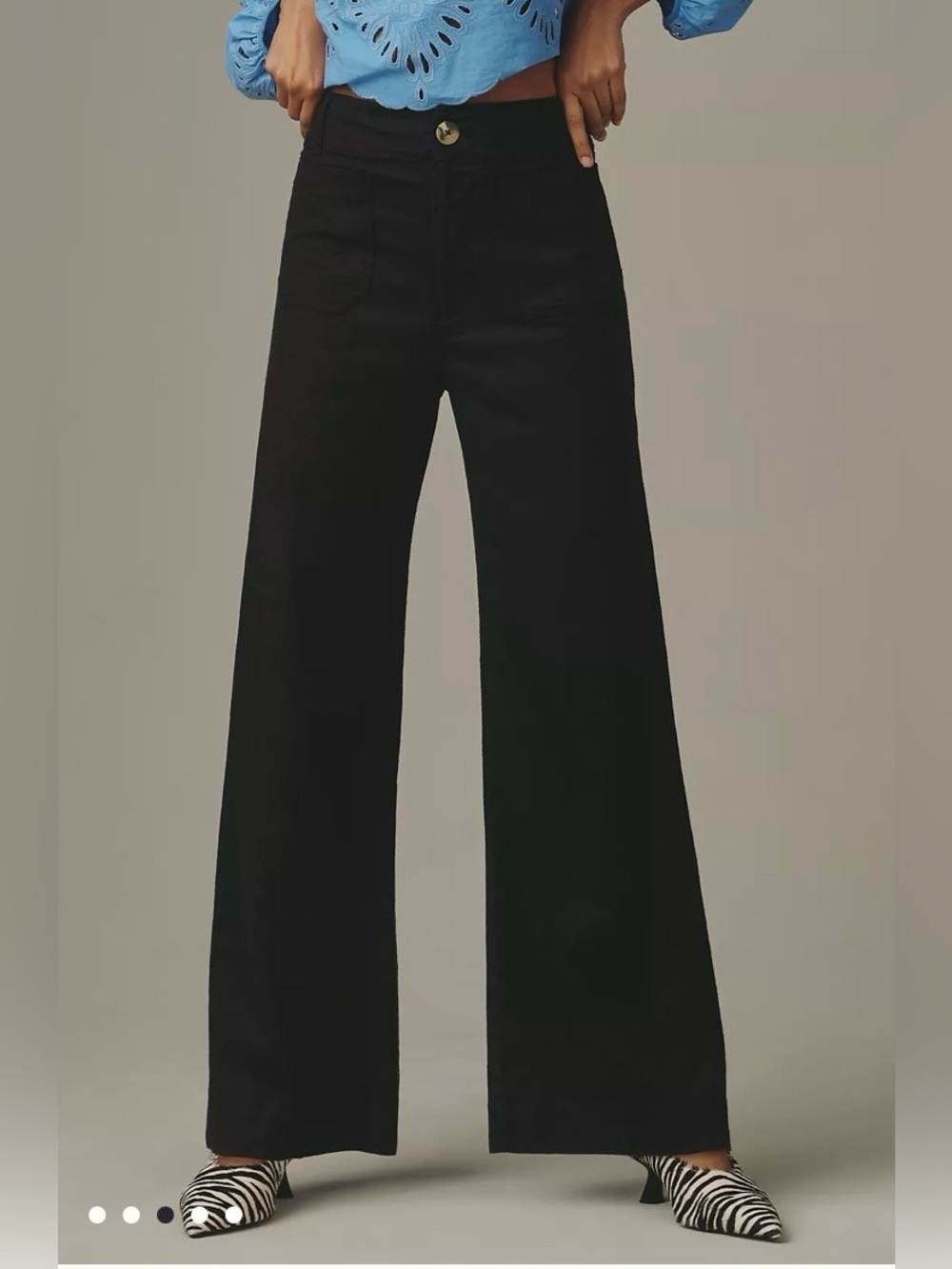 Maeve Black Wide-Leg High-Rise Pants